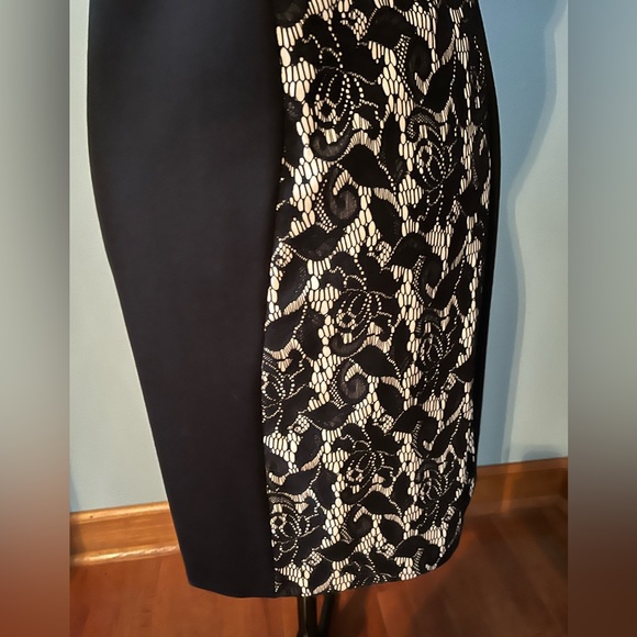 Catherine Malandrino Black and Lace Asymmetrical Dress. Size 8 NWT - Picture 3 of 6